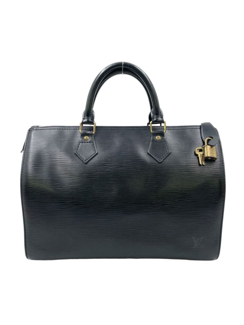 Louis Vuitton Speedy 30 Epi Noir Leather Black Handbag Gold